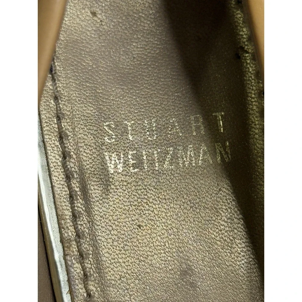 Stuart Weitzman Tan High Heels Peep-Toe Patent Leather Pumps Size 10 Womens‎